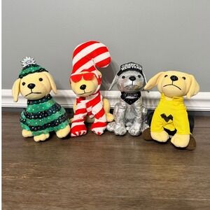 Raising Cane's Holiday Promo Plush Dog Lot of 4